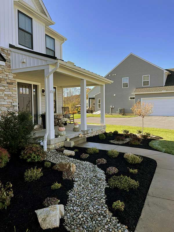 Garden landscape by front porch
